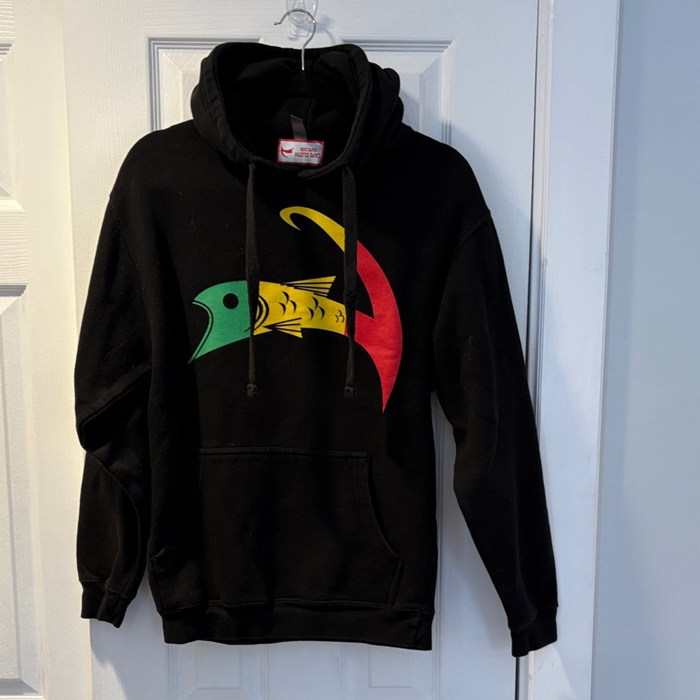 Black Graphic Hoodie with Colorful Design